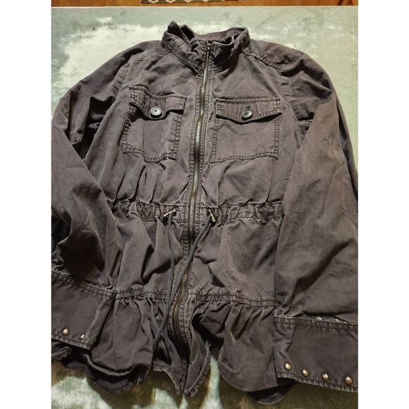 Kate Spade dark grey/black drawstring waist jacket sz Small - Picture 1 of 4